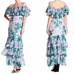 Alexia Admor Purple and Green Floral Maxi Dress